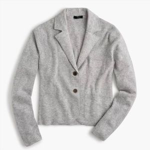J. Crew Gray Wool Knit Cropped Cardigan Sweater Blazer Size Large